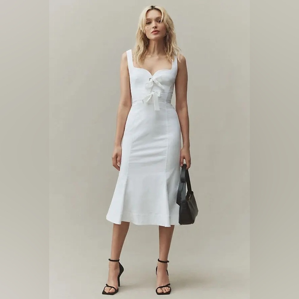 NWT BHLDN Sweetheart Fit and Flare Bow Tie Midi Dress